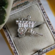 Vintage Silver Vardo Charm, Caravan Locket Opens to Reveal Fortune Teller
