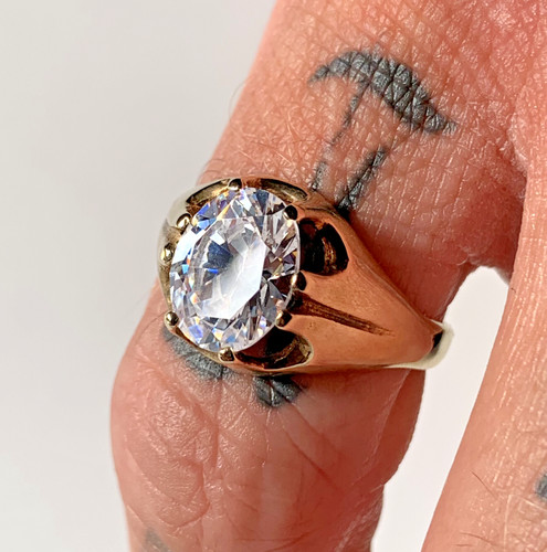 Signet ring gold - gold, cz