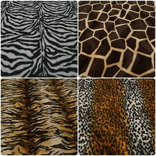 ANIMAL PRINT FAUX FUR VELVET VELBOA FABRIC Tiger Leopard Giraffe Zebra