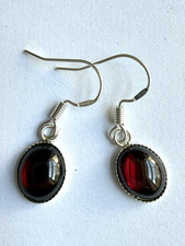 Sterling silver natural garnet - silver,