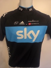 Adidas Team Sky Cycling Jesery Size Medium Short Sleeve Bottle Holders Black