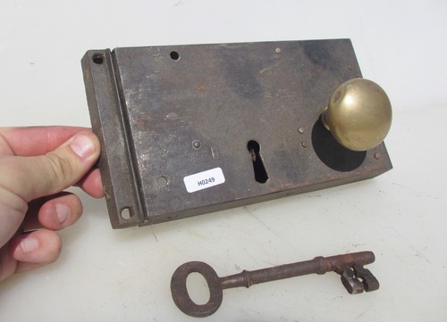 Large victorian iron door lock - victorian,