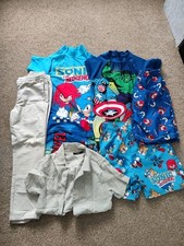 Bundle Clothes Summer Boys Holiday Swimming Costume Marvel, Sonic For Age 8