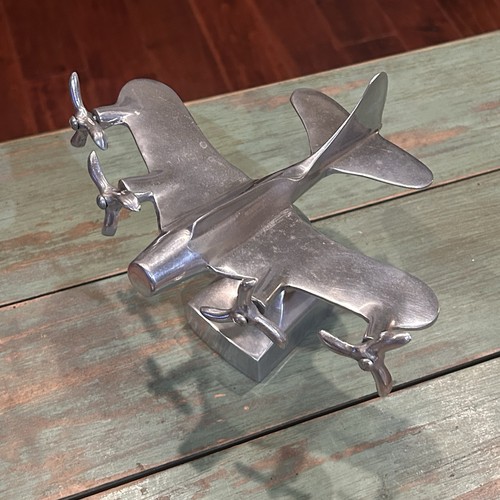 Vintage chrome metal airplane - vintage,