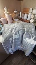 Homesense Set Of Two Grey Christmas Reindeer Throws