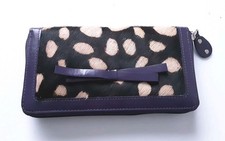 Laura Ashley Purse Purple Leather & Ponyskin Organiser Wallet Zip Around New