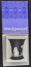 Black Wedgwood Vase Posy Pot Black Jasperware New In Box