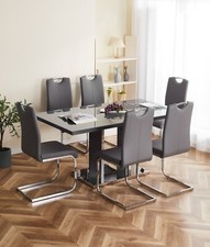 Dining table set grey glass - dining,