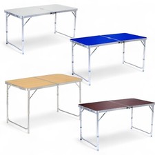 4FT FOLDING CAMPING TABLE ALUMINIUM PICNIC PORTABLE ADJUSTABLE PARTY BBQ OUTDOOR