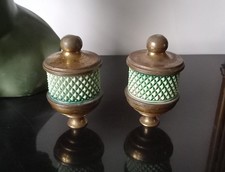 Pair victorian brass bed - of,