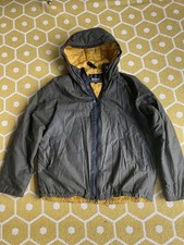 Barbour International Belt Wax Jacket Mens Large Green Hooded Quilt lining 