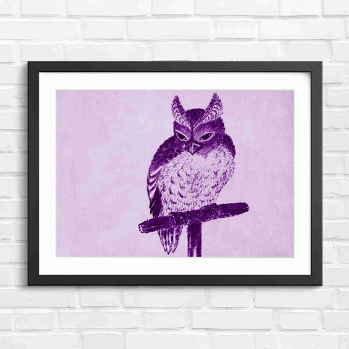 Whimsical owl art purple - whimsical,