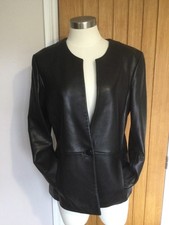 PEARCE FIONDA BLACK BUTTER SOFT LEATHER JACKET WITH POCKETS - SIZE 14. NEW