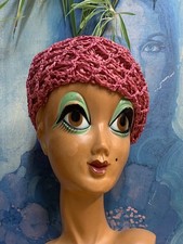 Vintage Pink Woven Raffia / Straw Beret Hat  Condition - 50s / 60s Mod style