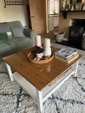 ikea solid wood hemnes square cream painted/pine coffee table 