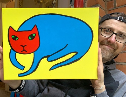 Cat original painting on - cat,