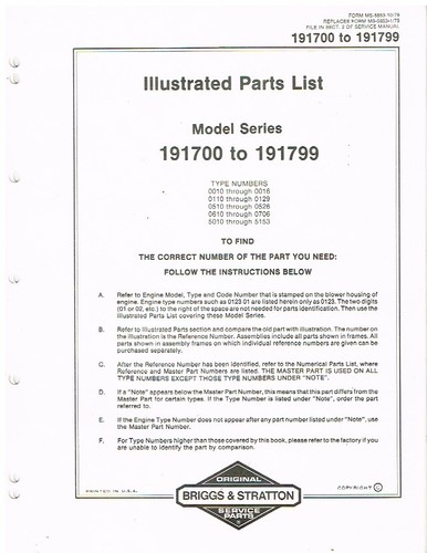 Briggs stratton cyl series - &,