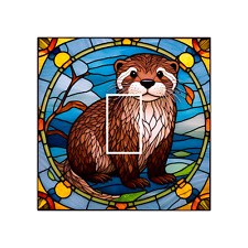 Otter Wild Animal Stained Glass Opaque Light Switch Cover Vinyl Sticker 84x84mm