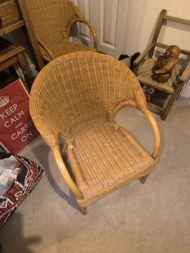 Vintage rattan wicker armchair - wicker,