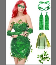 Funna Women’s Poison  Ivy Costume Halloween Comic-Con 4 Piece Outfit