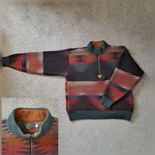 Orvis Aztec Wool Jumper Mens Sz M Quarter Zip Southwest Pullover