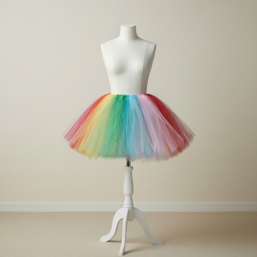 New rainbow tulle midi - tulle, length