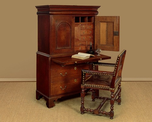 Antique 18th oak bureau - antique, 18th.c.