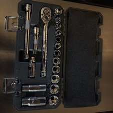 Halfords 18 Piece 3/8 inch Drive Imperial Socket Set Complete 72 tooth ratchets