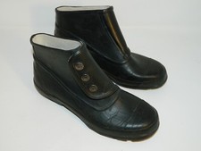 Ladies Black Rubber Spats ankle wellies Boots 38 Dog walking / Gardening