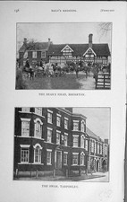 Original Old Antique Print 1909 Photograph Bear'S Head Brereton Swan Tarporley
