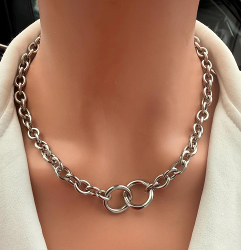 Silver chunky chain link - silver,