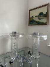 STUNNING PAIR GLASS LAMPS BEDSIDE TABLE LIGHTS STATEMENT DESIGNER MODERN LIGHTS