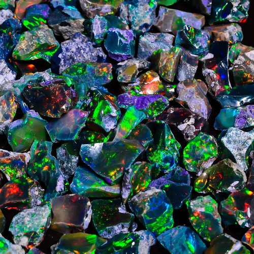 Cut grade black opal - rough, lot