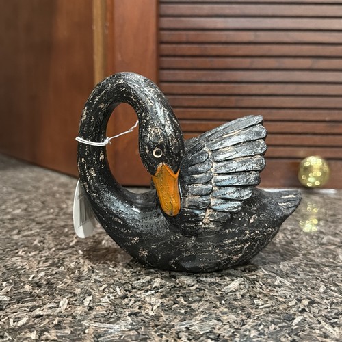 New black wooden swan - wooden,