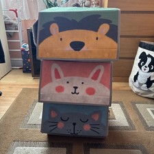 Kids Storage Organisers, Set of 3, Stackable Toys/Clothes Boxes, Folding