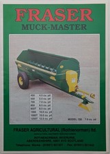 Fraser Of Rothienorman Muckmaster Trailed Muck Spreaders Brochure, c 1990's