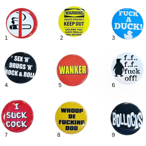 Bundle badges 25mm - 25mm, rude