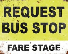 BUS STOP REQUEST LONDON RED BUS TRANSPORT METAL PLAQUE ALUMINIUM WALL SIGN 2167 
