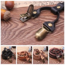 Adjustable Mens Genuine Leather Wedding Party Suspenders Y-Back Clip-On Braces