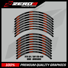 KTM Rim Decals 21" / 19"  SX SXF XC XCF MX Motocross Graphics Decals BLK / ORA