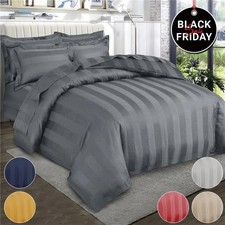 Egyptian Stripe Duvet Quilt Covers Luxury Bedding Set Single Double King Size