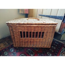 Vintage Wicker Basket Handmade Rustic Pet Carrier Picnic Hamper Log Storage