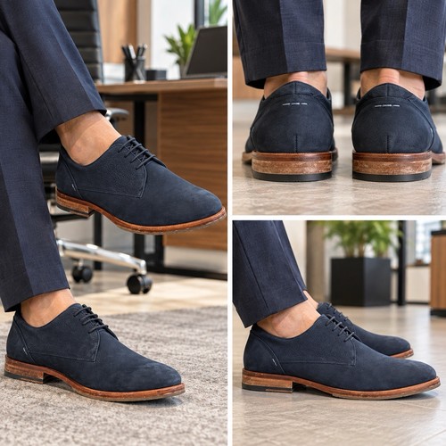 Shoes navy blue leather lace - j,