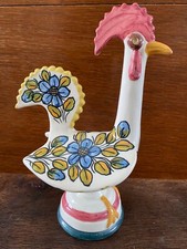 Vintage Portuguese Folk Art Pottery Chicken Figurine