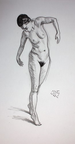Original female charcoal - original, on