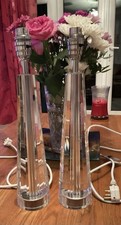 Pair Laura Ashley Crystal Glass BLAKE Lamps - Medium 38cm Tall