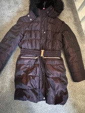 Ted Baker Dark Purple Kids Coat With Fur Hood