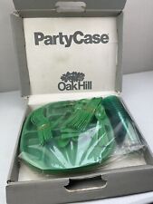 VINTAGE 60 PIECE GREEN OAK HILL `PARTY CASE` 12 PLACE SETTING` PICNIC SET BNIB