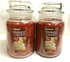 Yankee Candle (2)  SUGARED CINNAMON APPLE  22 oz Large Jar Candle TWO!!