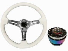 White chrome 350mm steering - white,